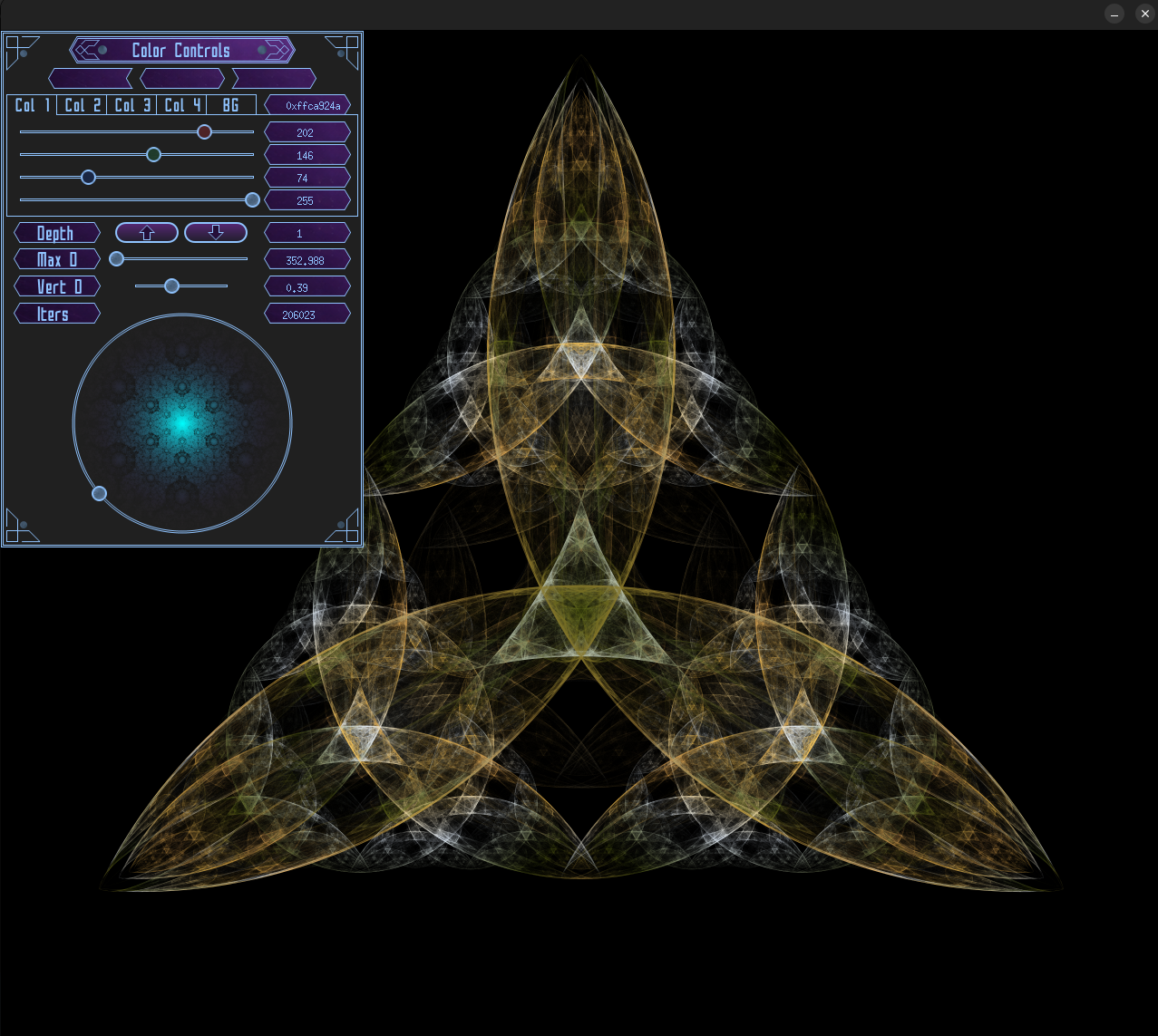 Custom fractal-generation program used to create and color the fractal portion of the triquetra